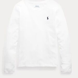 Girl’s Polo by Ralph Lauren Cream Cotton Jersey Long-Sleeve Tee